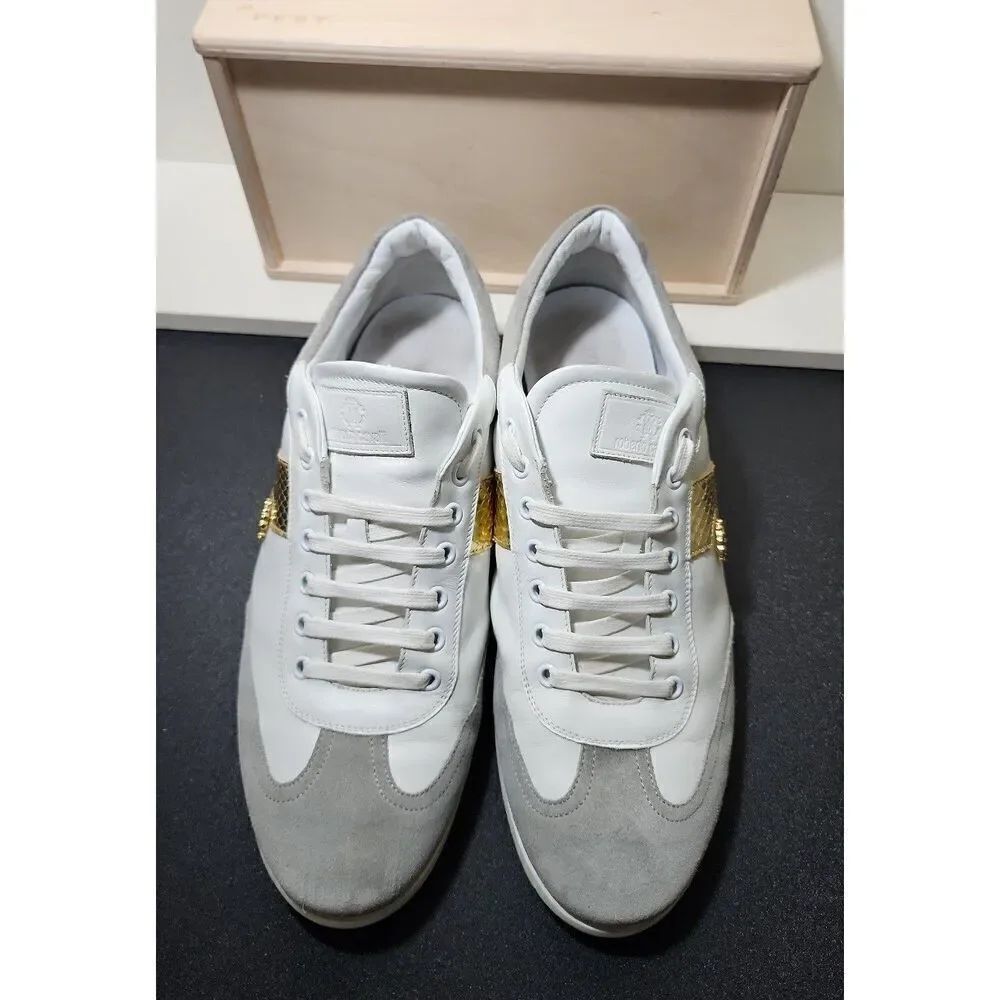 ROBERTO CAVALLI COLOUR BLOCK SNAKE PANEL SNEAKERS size 45